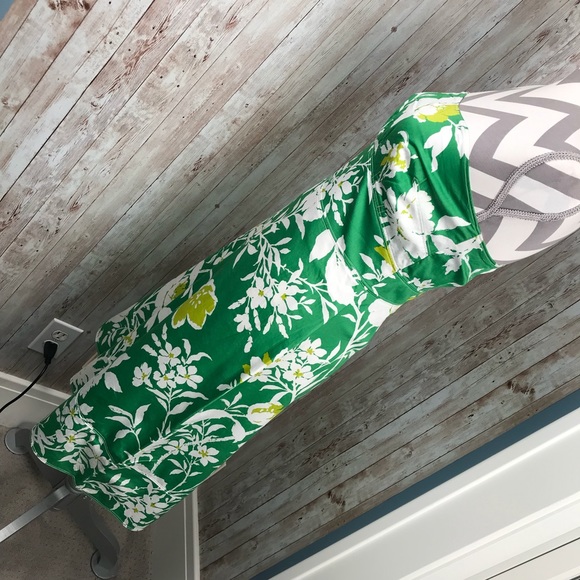 J. crew sz 4 green floral strapless a-line dress - Picture 4 of 8